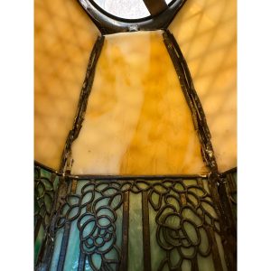 Rare Vintage 1920s HANDEL Signed Trellis Rose Glass Shade Desk Lamp