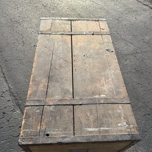 Antique Large Primitive Trunk Chest Gray Off-White Coffee Table Immigrant