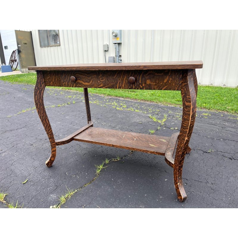 Vintage Early 1900s Grain Painted Wooden Library Table Desk w/ Drawer