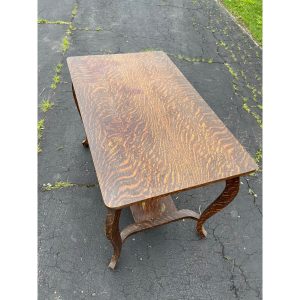 Vintage Early 1900s Grain Painted Wooden Library Table Desk w/ Drawer