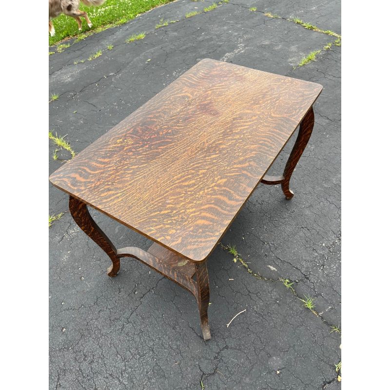 Vintage Early 1900s Grain Painted Wooden Library Table Desk w/ Drawer