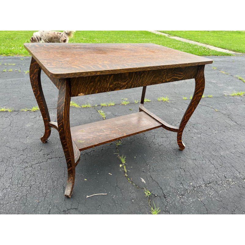 Vintage Early 1900s Grain Painted Wooden Library Table Desk w/ Drawer