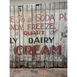 36c6aa39-b112-4db7-9c83-8be23d6ce286_LP.jpg Antique Early 1900s Holly Dairy Ice Cream Painted Wooden Trade Sign Soda Store