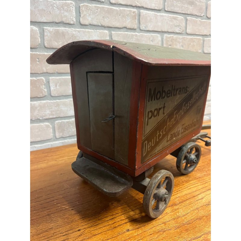 Antique 19th Century German Horse Drawn Wagon Toy Folk Art Hand Painted