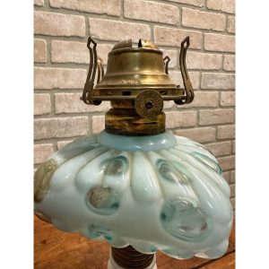 453e5a13-da61-4071-b003-adf281483f7a_LP.jpg Antique Hobbs Dot Blue Opalescent Art Glass EAPG Oil Lamp Milk Glass