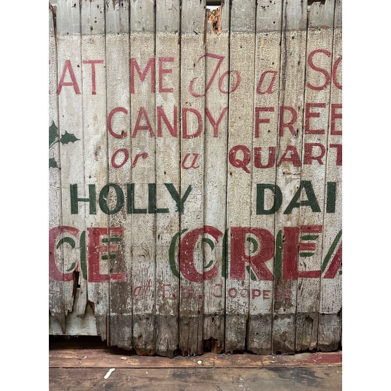 51ca512e-004c-4844-ab0e-1b60ddc100d8_LP.jpg Antique Early 1900s Holly Dairy Ice Cream Painted Wooden Trade Sign Soda Store