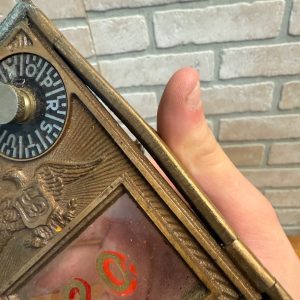 Antique Solid Brass US Post Office Eagle Box Door Corbin 2 Dial Combination USPS