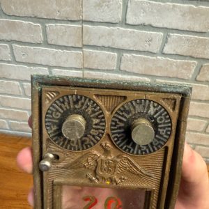 Antique Solid Brass US Post Office Eagle Box Door Corbin 2 Dial Combination USPS