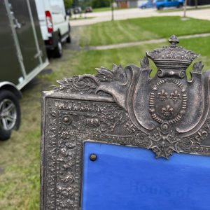Vintage Picture Frame French Fleur-de-lis Insignia Silver Plated Heavy