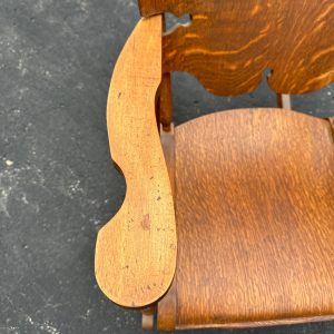 Antique Wide Quartersawn Oak Wooden Rocking Chair