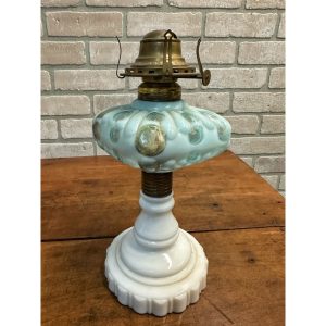 7af15066-13dc-49ff-bf67-0a4bce404cea_LP.jpg Antique Hobbs Dot Blue Opalescent Art Glass EAPG Oil Lamp Milk Glass