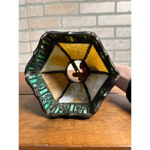 Rare Vintage 1920s HANDEL Signed Trellis Rose Glass Shade Desk Lamp