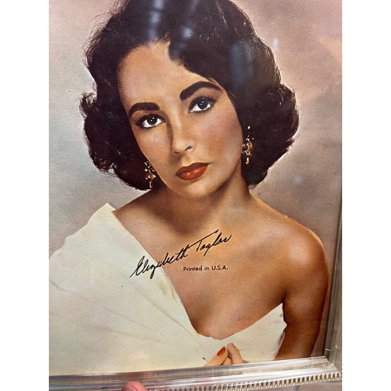Vintage 1950s Elizabeth Taylor Actress Photo Premium Framed Nu-Dell Plastics Ribbed