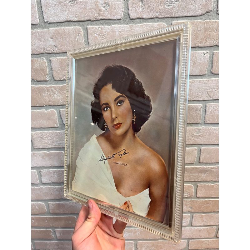 Vintage 1950s Elizabeth Taylor Actress Photo Premium Framed Nu-Dell Plastics Ribbed