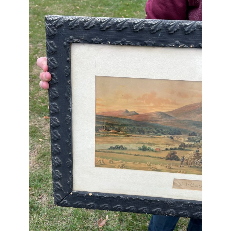 Antique c1880s J.I. Case Framed Advertising Lithograph Sign Poster Racine WI