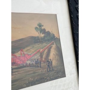 Antique c1880s J.I. Case Framed Advertising Lithograph Sign Poster Racine WI