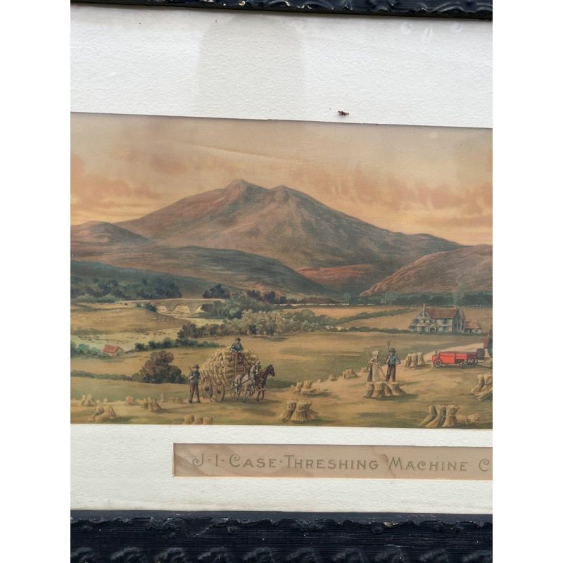 Antique c1880s J.I. Case Framed Advertising Lithograph Sign Poster Racine WI