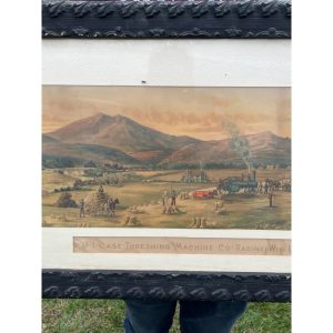 Antique c1880s J.I. Case Framed Advertising Lithograph Sign Poster Racine WI