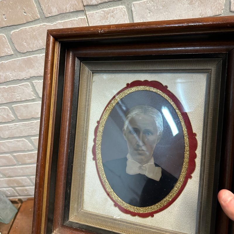 9f80a21f-f758-4aca-a2c2-843786d71264_LP.jpg Antique c1880s Electrograph Tintype Portrait Photograph in Walnut Frame