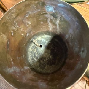 Antique Victorian Brass Double Student Lamp Base with Center Tank & Green Shades