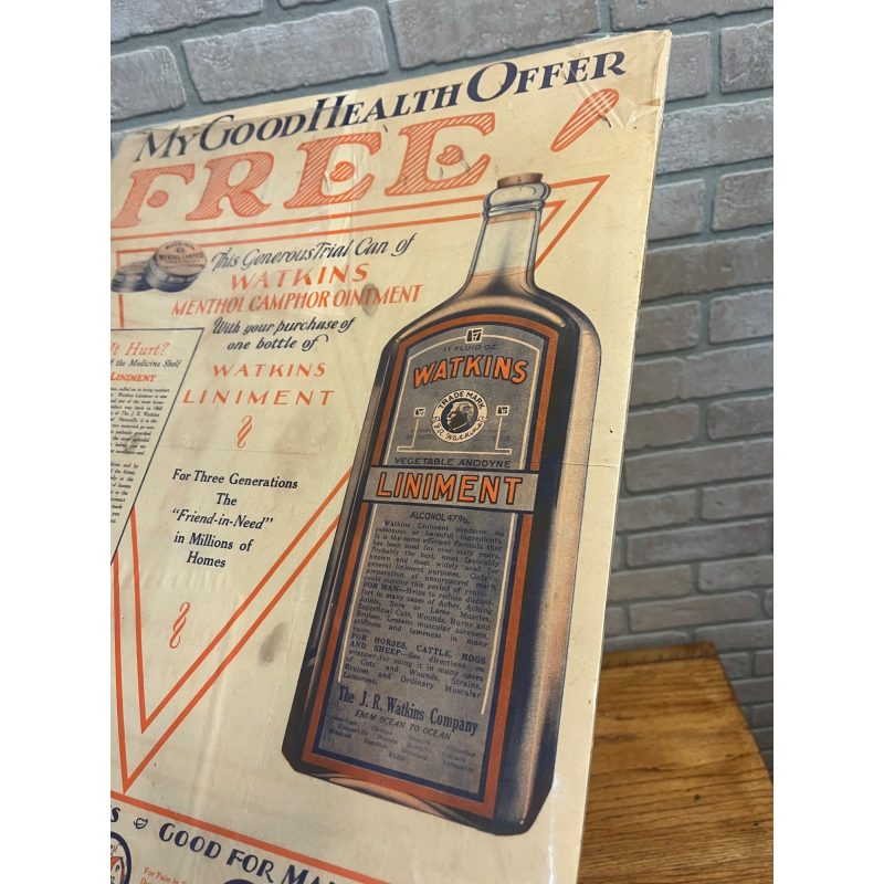 BngdWhFW_2.jpg Vintage 1920s Watkins Liniment Drug Store Advertising Sign Paper Litho Poster