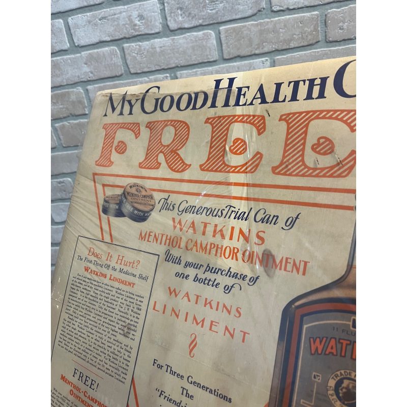 BngdWhFW_4.jpg Vintage 1920s Watkins Liniment Drug Store Advertising Sign Paper Litho Poster