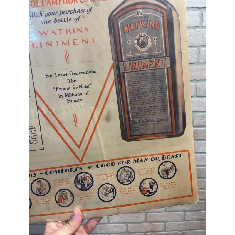 BngdWhFW_7.jpg Vintage 1920s Watkins Liniment Drug Store Advertising Sign Paper Litho Poster
