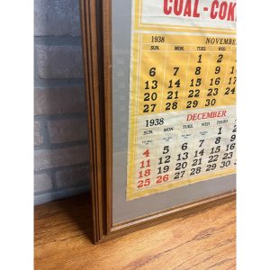 Vintage 1938 Wm. Thiel Coal Wood Advertising Calendar Sign Litho Milwaukee WI