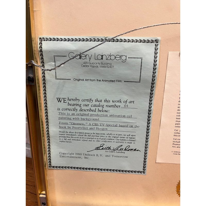 Original 1980 Gnomes CBS Film Animation Cel Framed Wil Hugen