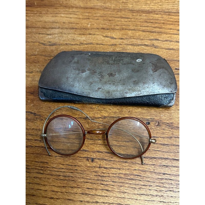 Antique APEX Gold Filled Eyeglasses Frames Oval Lenses Brown Coated