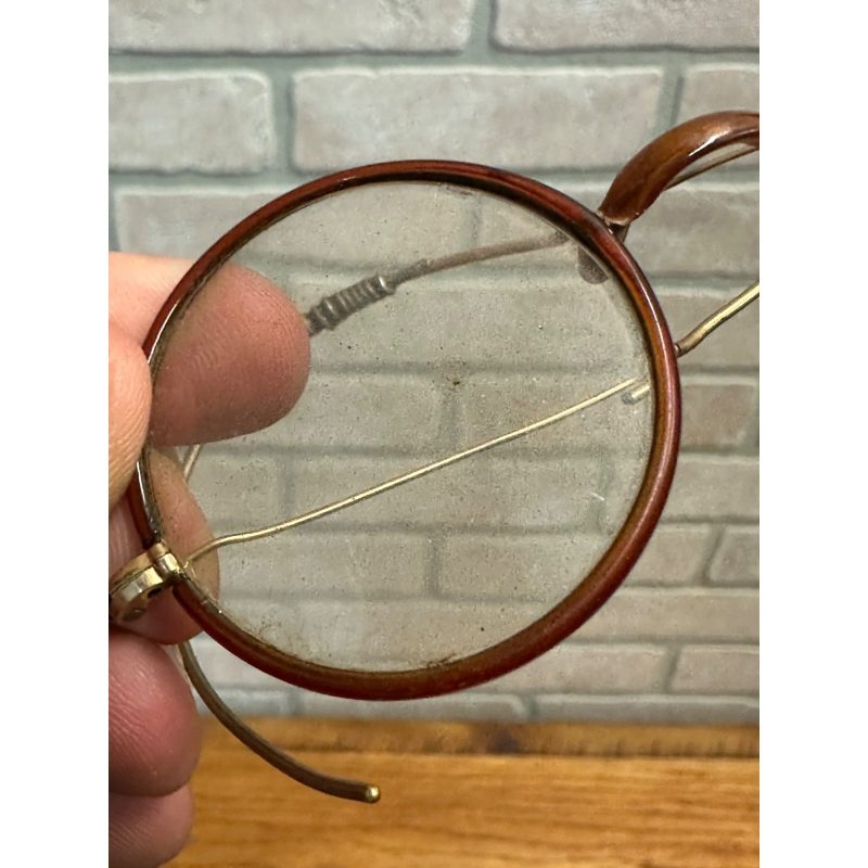 Antique APEX Gold Filled Eyeglasses Frames Oval Lenses Brown Coated