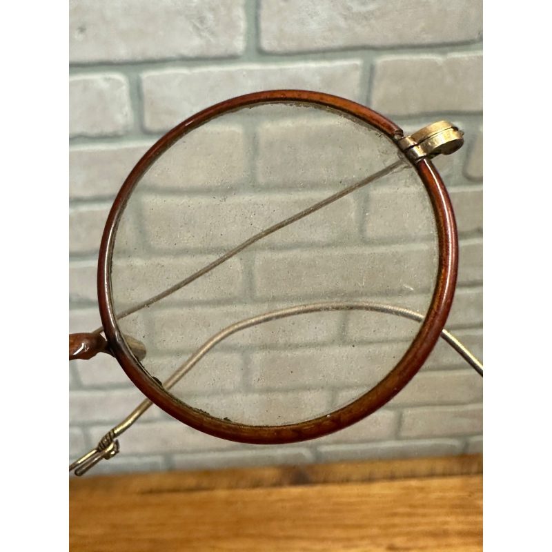 Antique APEX Gold Filled Eyeglasses Frames Oval Lenses Brown Coated