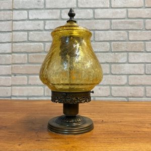 Vintage Mid Century Amber Crackle Swag Light Lamp Fixture Ceiling Mount Boho