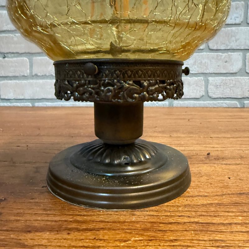 Vintage Mid Century Amber Crackle Swag Light Lamp Fixture Ceiling Mount Boho