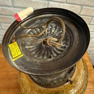 Vintage Mid Century Amber Crackle Swag Light Lamp Fixture Ceiling Mount Boho