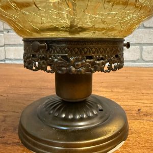 Vintage Mid Century Amber Crackle Swag Light Lamp Fixture Ceiling Mount Boho