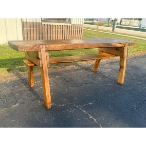 GxsJOYRl_1.jpg Antique 19th c. Primitive Butcher's Hog Bench / Table Rough Cut Farmhouse