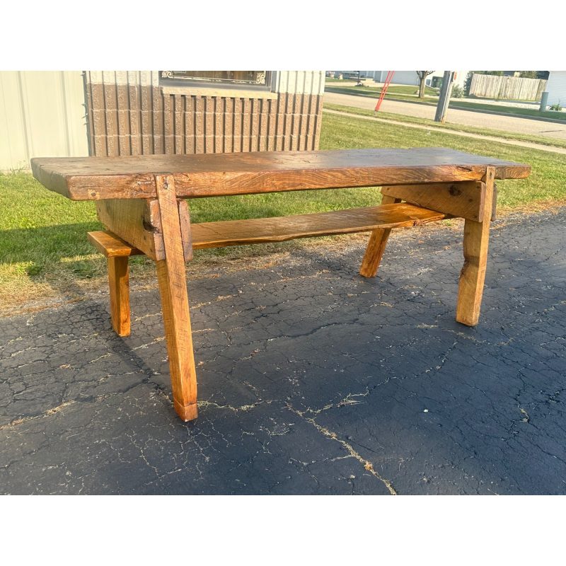 GxsJOYRl_1.jpg Antique 19th c. Primitive Butcher's Hog Bench / Table Rough Cut Farmhouse