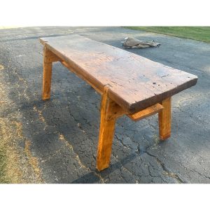 GxsJOYRl_10.jpg Antique 19th c. Primitive Butcher's Hog Bench / Table Rough Cut Farmhouse