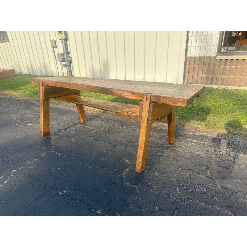 GxsJOYRl_2.jpg Antique 19th c. Primitive Butcher's Hog Bench / Table Rough Cut Farmhouse