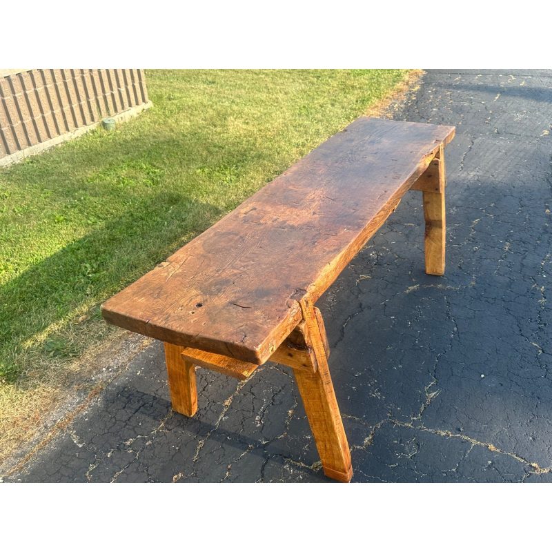 GxsJOYRl_6.jpg Antique 19th c. Primitive Butcher's Hog Bench / Table Rough Cut Farmhouse