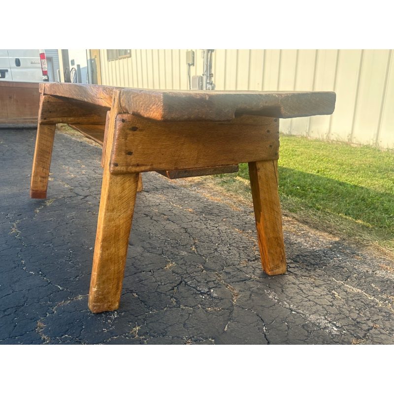 GxsJOYRl_8.jpg Antique 19th c. Primitive Butcher's Hog Bench / Table Rough Cut Farmhouse