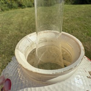 Antique Consolidated Milk Glass Cosmos Miniature Oil Lamp W/ Chimney & Shade