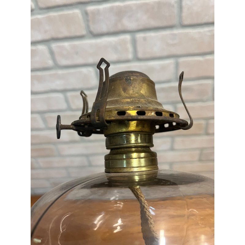 Antique 19th Century Victorian Milk Glass Pedestal Oil Lamp 1886 Queen Anne