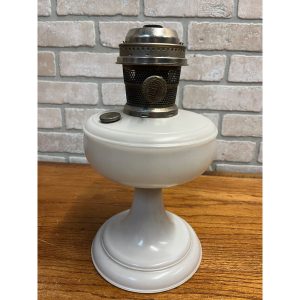 Aladdin White Venetian Glass Oil Lamp w/ NuType Model B Burner