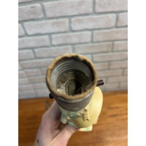 Vintage 1940s Table Lamp 11" Chalkware Girl Child w/ Bonnet & Flower Basket