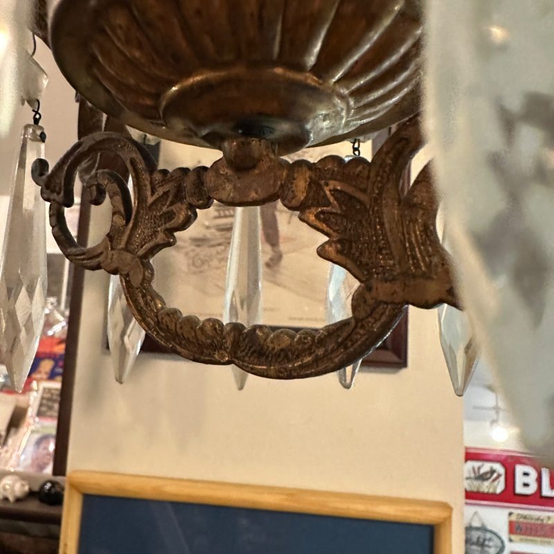 Bradley & Hubbard (B&H) Victorian Hanging Lamp Amber Yellow Hobnail Dew Drop Shade