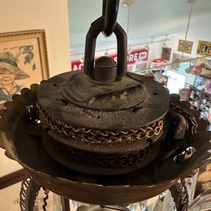 Bradley & Hubbard (B&H) Victorian Hanging Lamp Amber Yellow Hobnail Dew Drop Shade