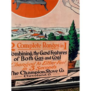 Vintage Champion Gas & Coal Range Stove Co. Cleveland Advertising Sign 1930s