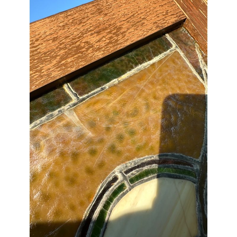 K4Il4kXD_4.jpg Vintage 1960s Stained Art Glass Soaring Eagle Bird - Wood Frame